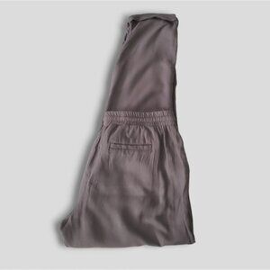Taupe Grey Linen Drawstring Lounge Pants